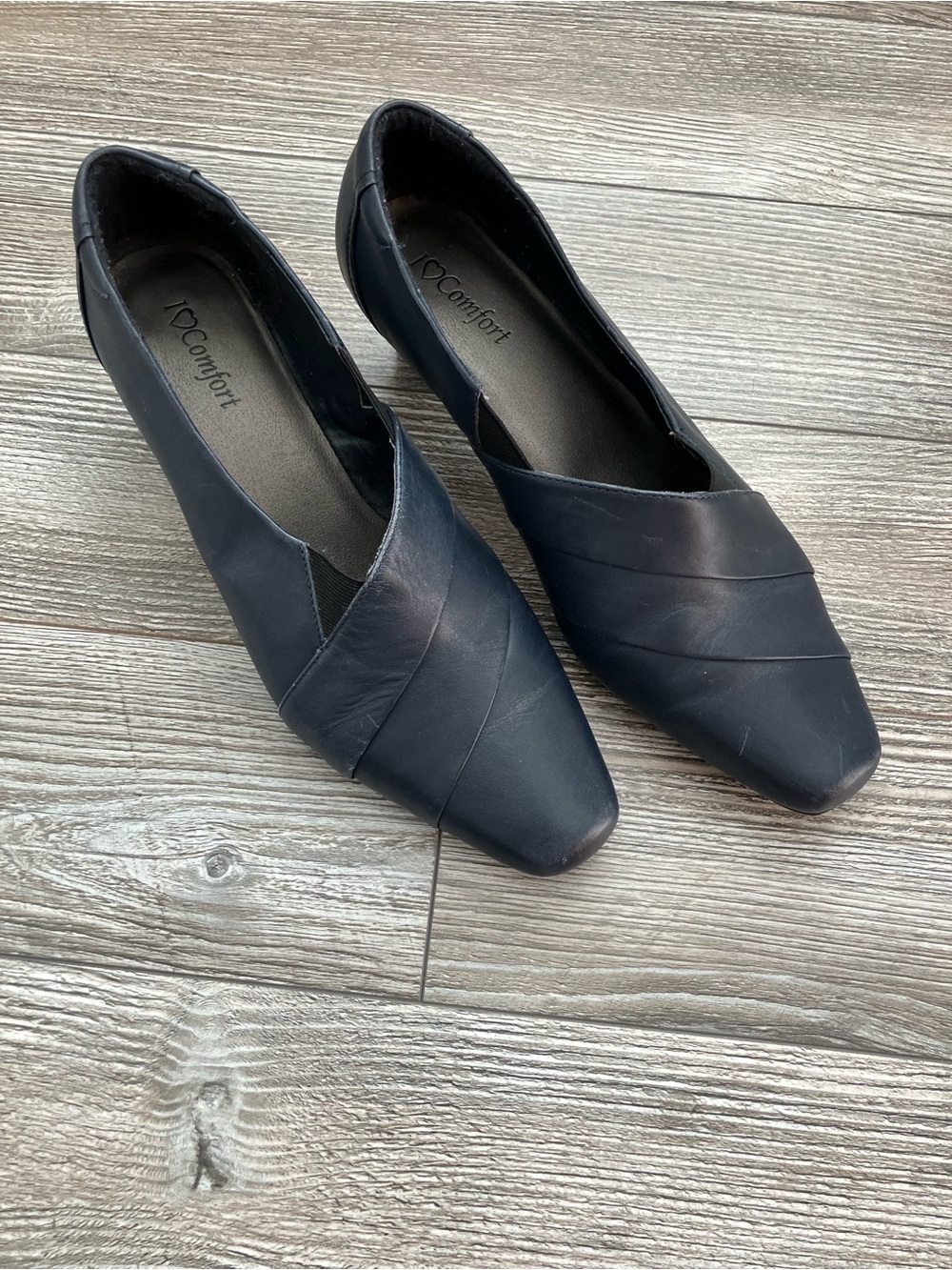 🌸 Genuine Leather Soft Comfort Navy Pointed Slip-On Shoes